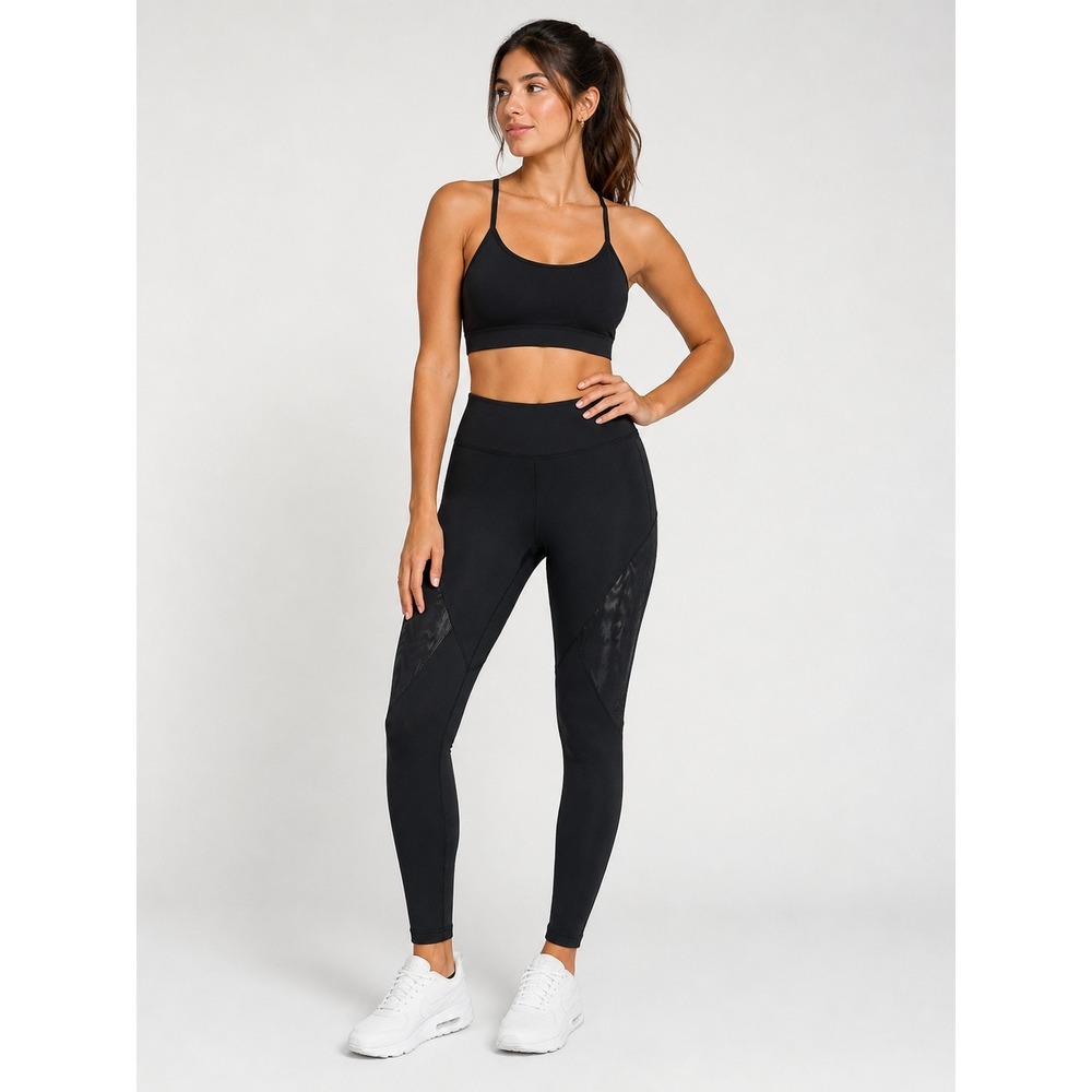 Forever 21 Womens High Waisted Mesh Panel Active Leggings Black XS